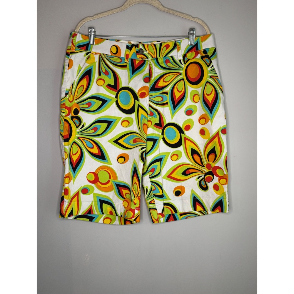 Loudmouth Golf Mens Psychedelic Floral Shorts Multi-Color Size 36 Stretch Cotton